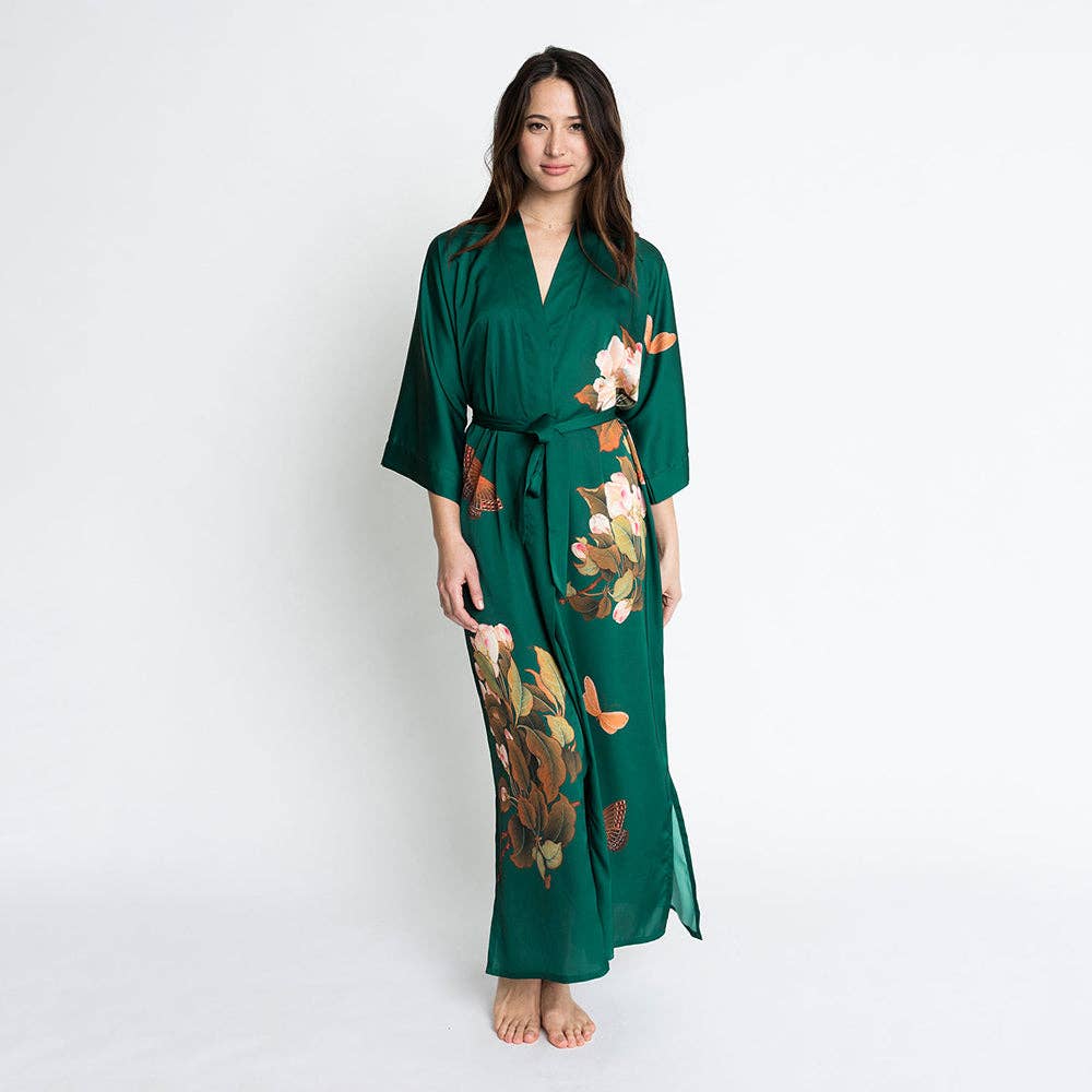 Peony & Butterfly Long Kimono Robe