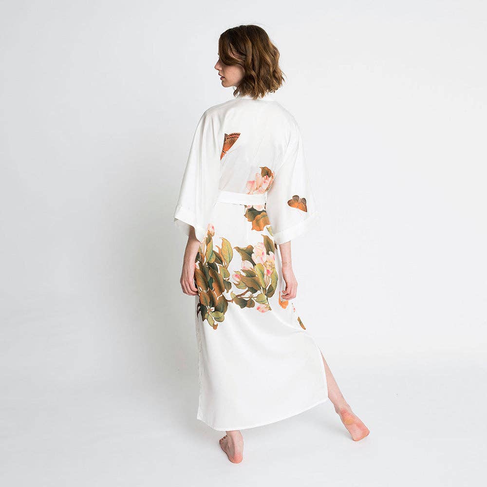 Peony & Butterfly Long Kimono Robe