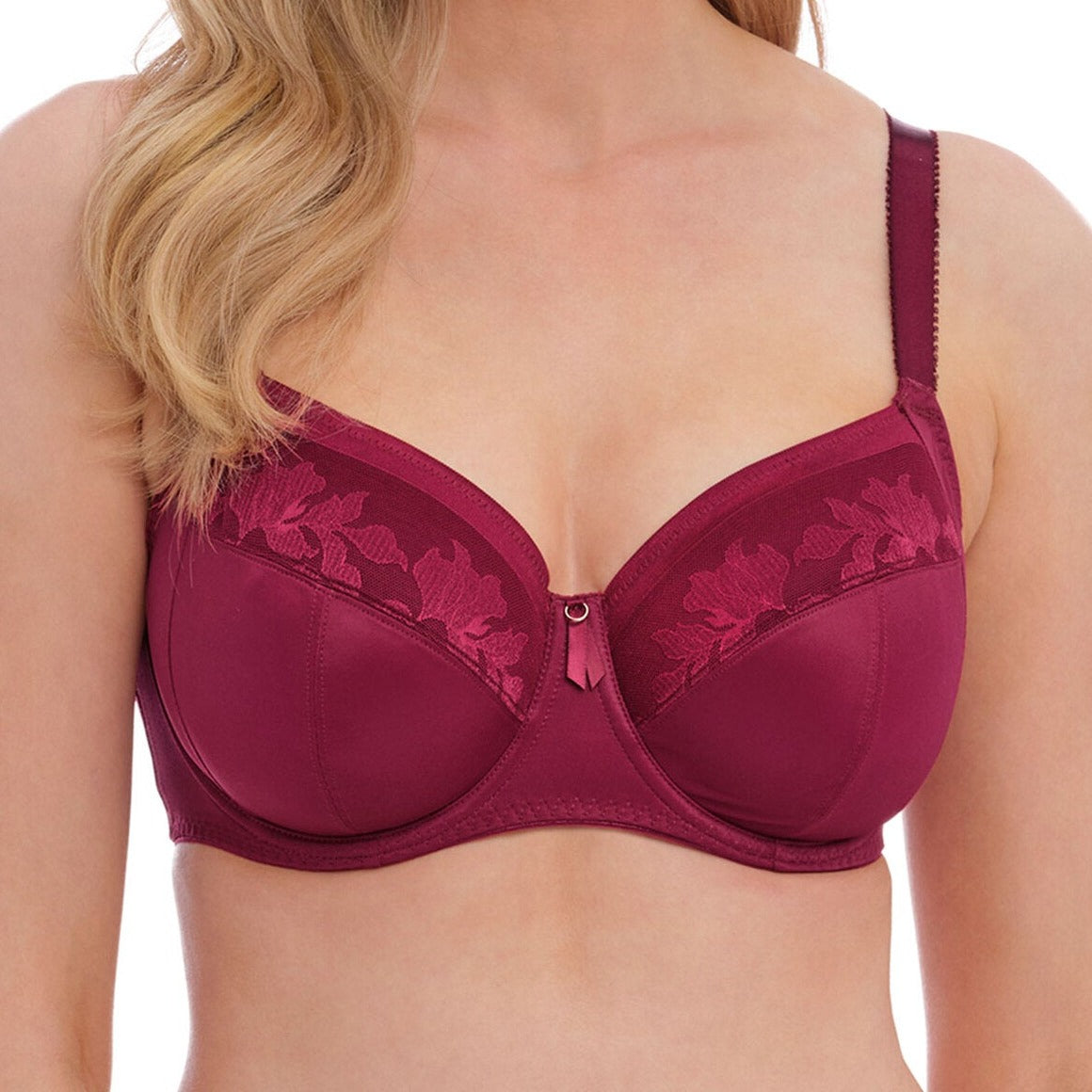 Elegant berry-colored Fantasie Illusion Bra offering seamless comfort, soft-touch fabrics, and integrated side support.