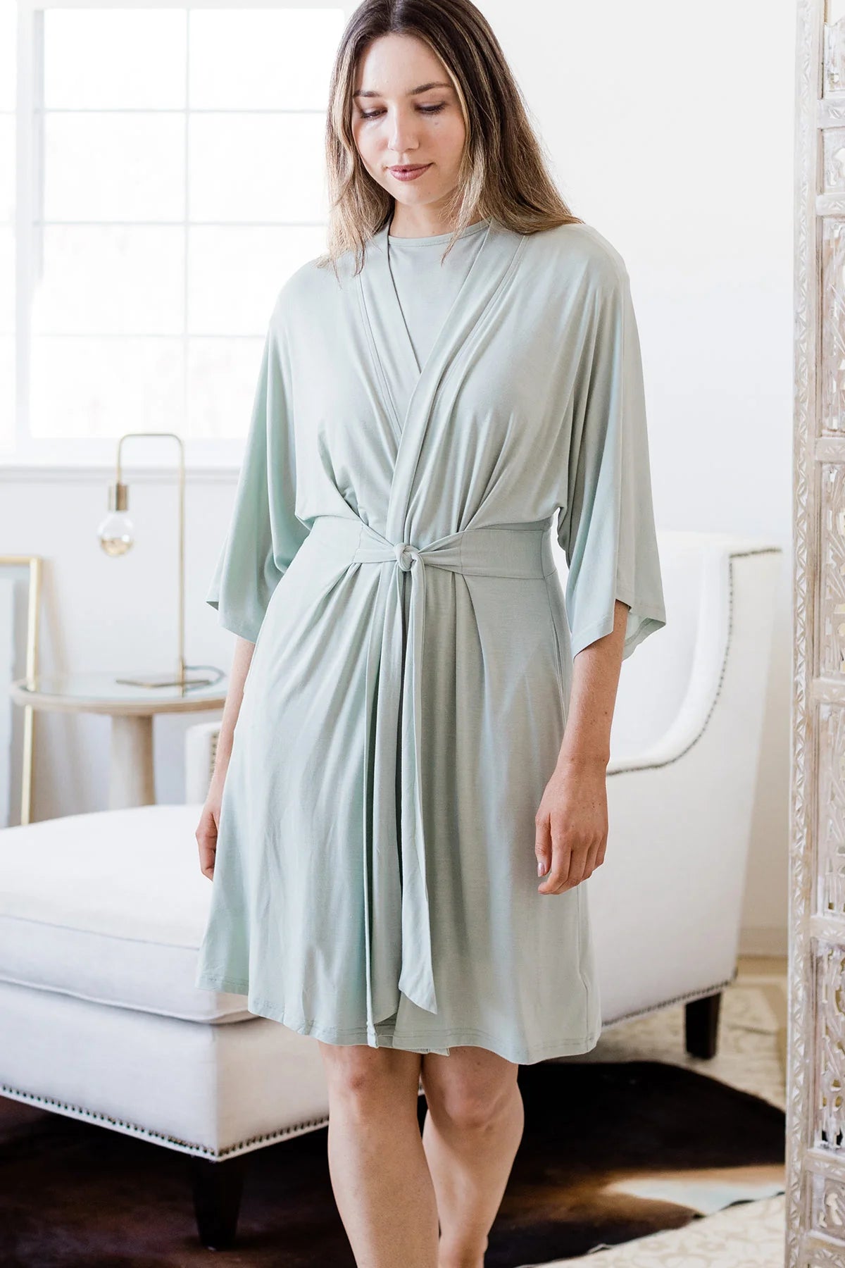 Yala Nina Elbow Sleeve Belted Bamboo Robe