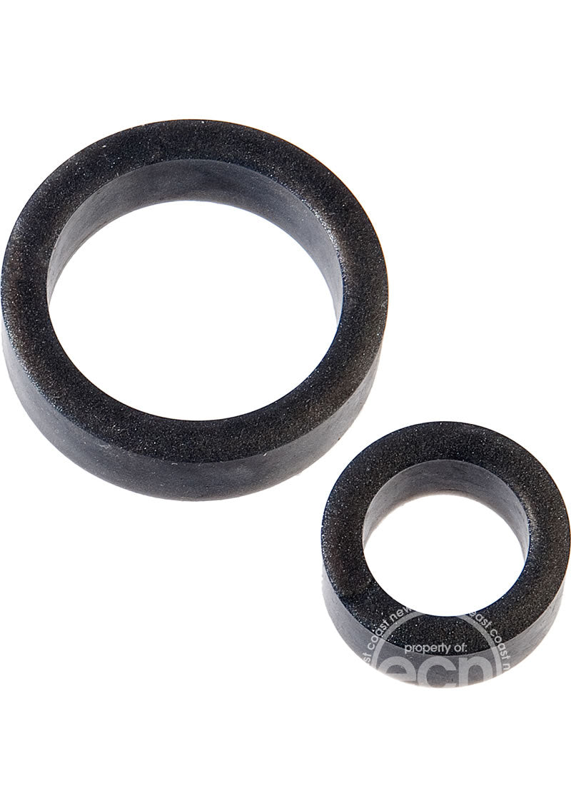 Platinum Premium Silicone The Cock Rings Dual Pack (2 Piece Kit) - Charcoal
