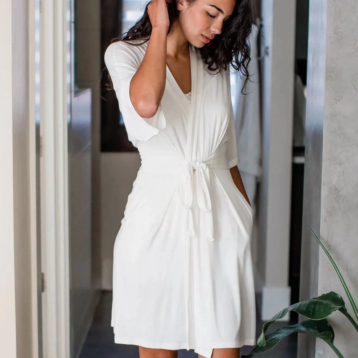 Yala Nina Elbow Sleeve Belted Bamboo Robe