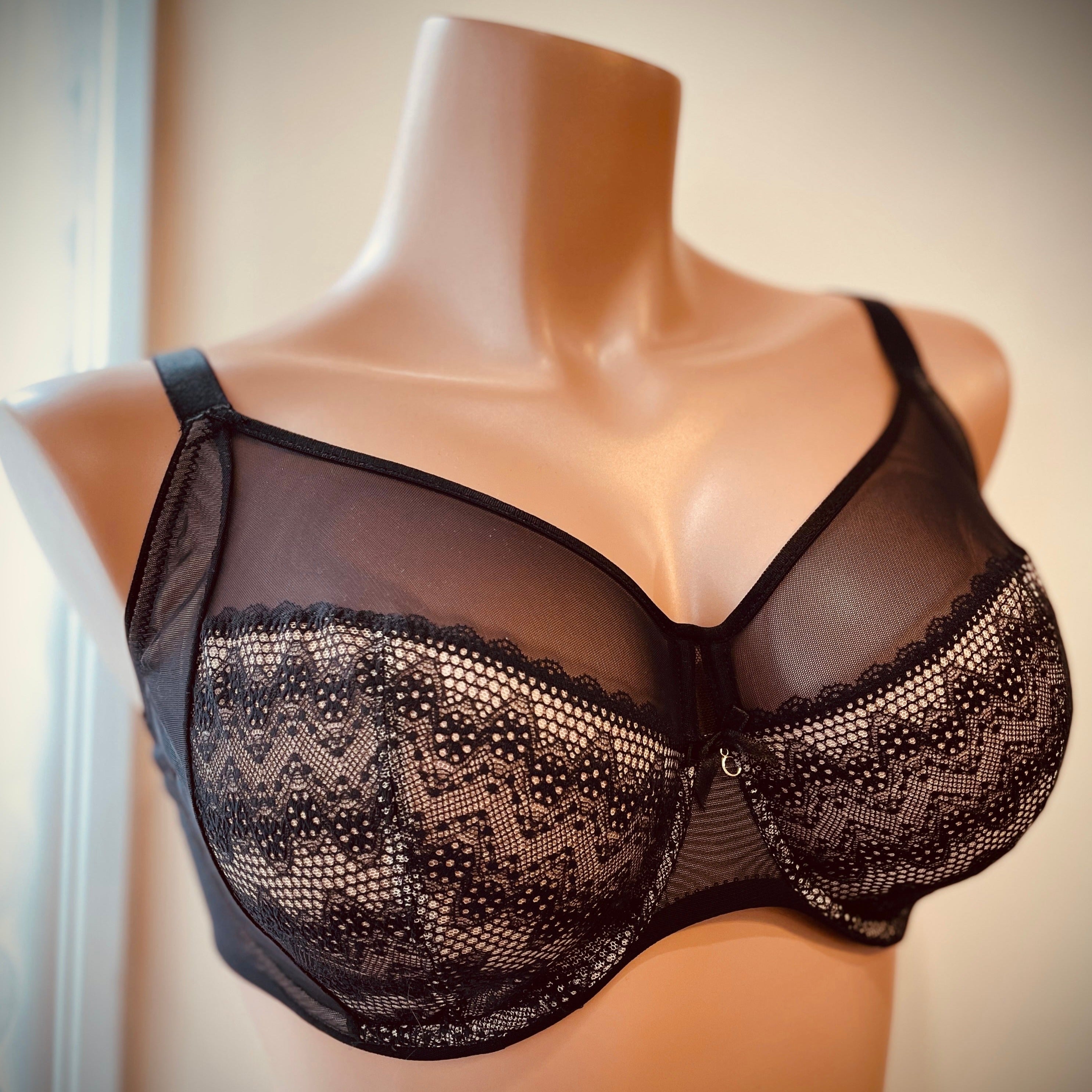 Chantelle Révèle Moi Underwire Bra with unlined cups, mesh panels, and U-shaped back. Available at The O Shop in Central Massachusetts.