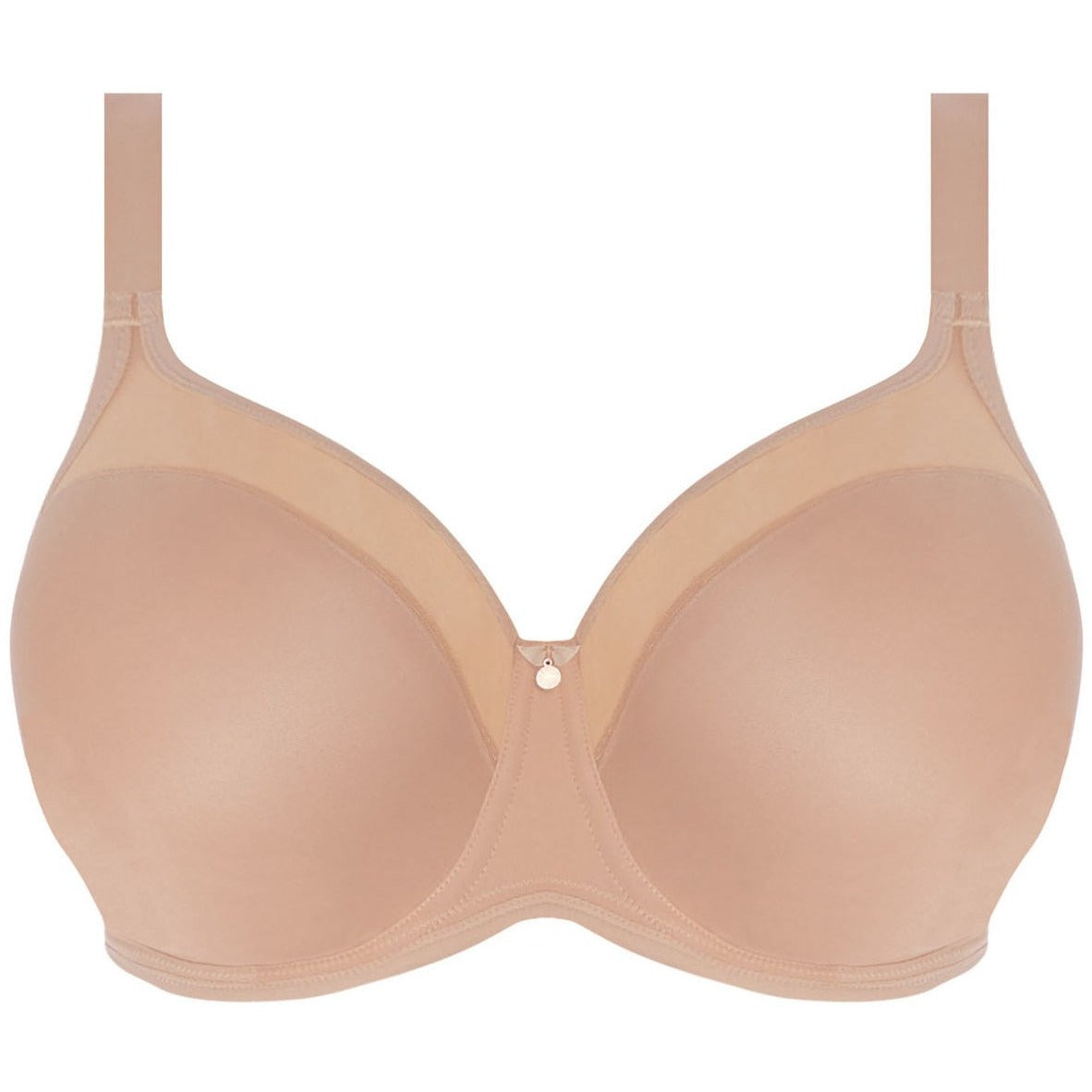 Elomi Smooth Moulded Bra in Sahara with Aerocool fabric, tulle top cup, and anti-slip straps. Available at The O Shop.