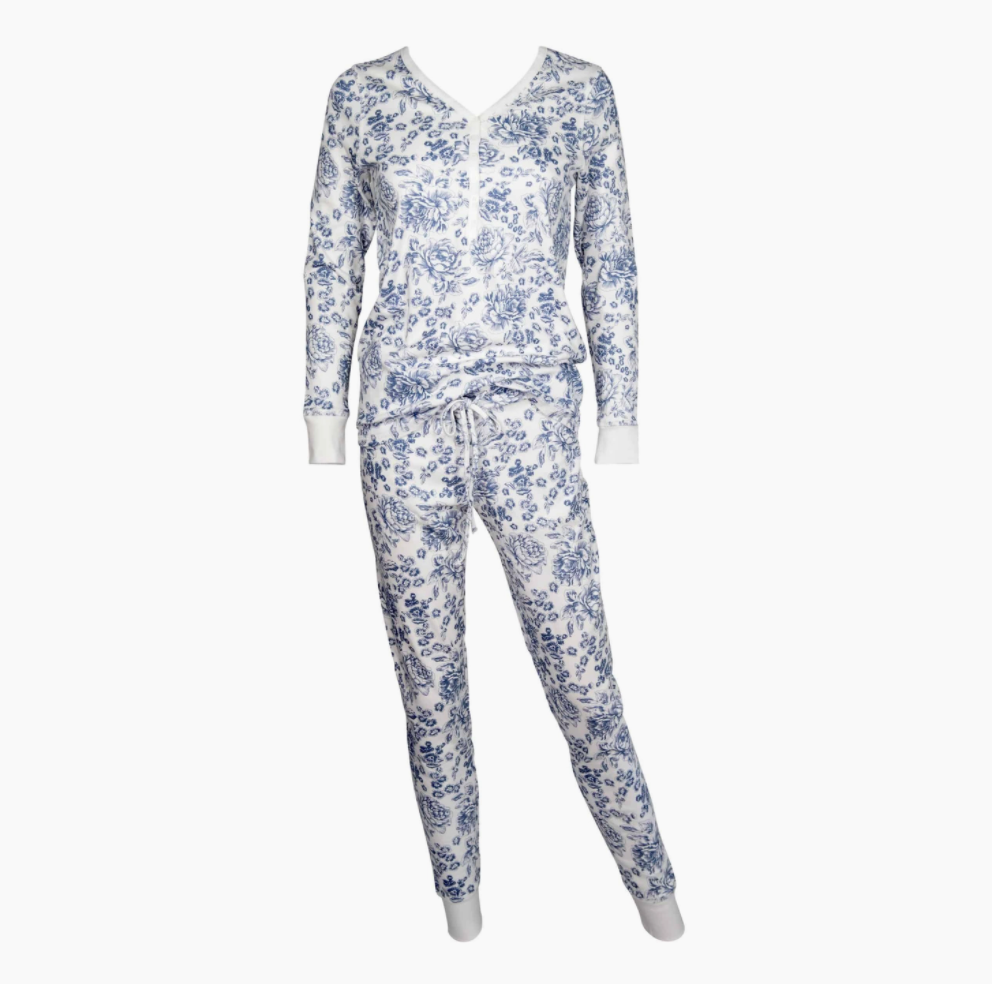Pink Elephant Organic Cotton Henley Pajama Set