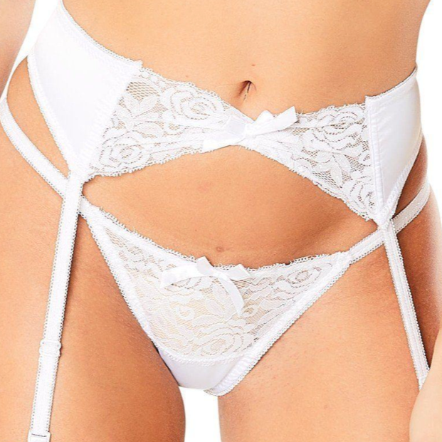 Oh Là Là Cheri Satin Garter Belt with Lace Front