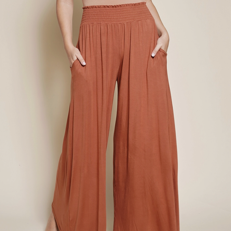 Studio Ko Clothing Maxi Palazzo Pants- Rust