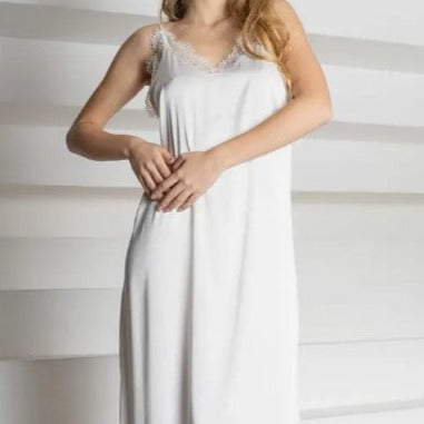 IDentity Lingerie Silk Nightgown with Lace Trim