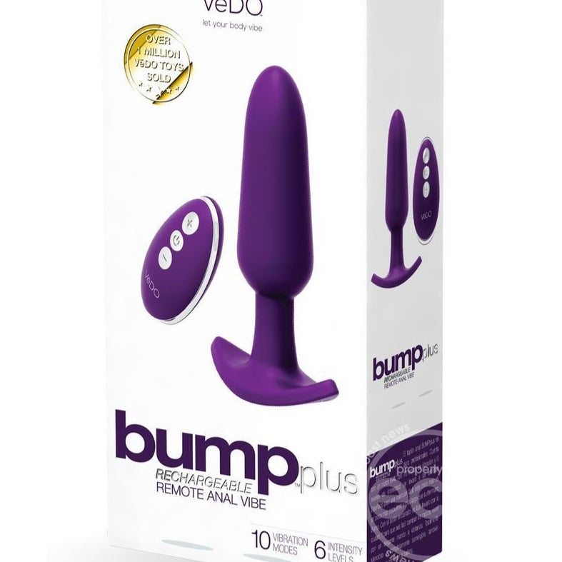 VeDO Bump Plus Rechargeable Silicone Anal Vibrator With Remote Control - Deep Purple