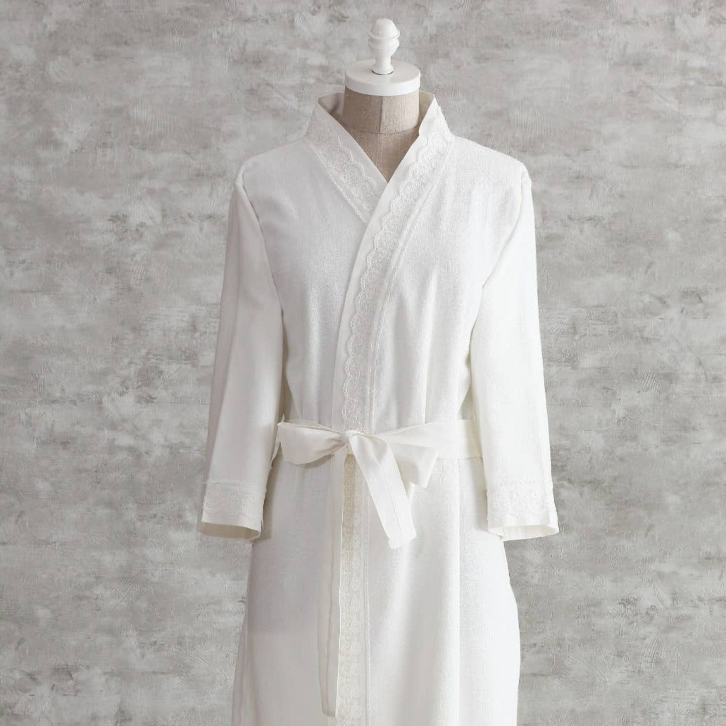 Pavia Bamboo and Cotton Elita Robe - White Trim